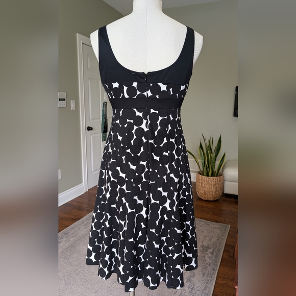 Jones Wear Dress Black White Polka Dot Cotton Blend Fit Flare Size 4 (S) NWT - Picture 4 of 14